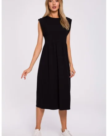 Rochie midi cu maneci decorative,, Negru