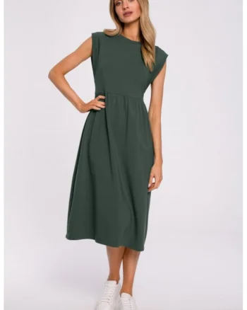 Rochie midi cu maneci decorative,, Verde