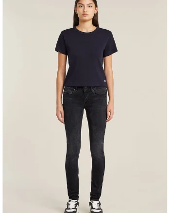 Tricou crop de bumbac organic, Bleumarin