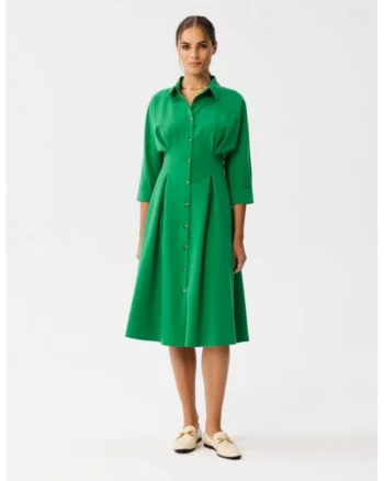 Rochie Emery cu pliuri in talie,, Verde