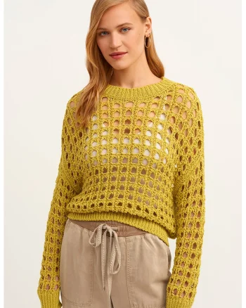 Pulover cu decupaje, Verde lime