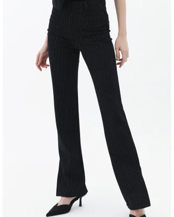 Pantaloni evazati cu talie inalta, Negru