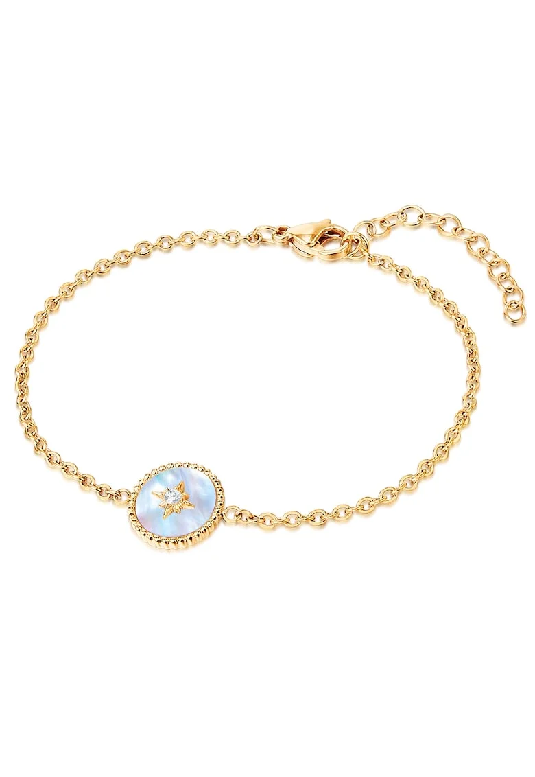 Bratara placata cu aur de 14K si decorata cu cristal si Mother Of Pearl, Auriu
