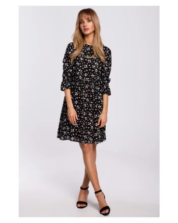 Rochie florala de dama, Made of Emotion, Nario, neagra,