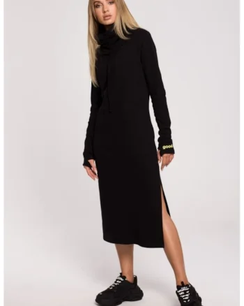 Rochie maxi cu guler inalt,, Negru