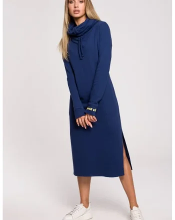 Rochie maxi cu guler inalt,, Albastru