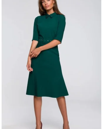 Rochie evazata cu curea,, Verde