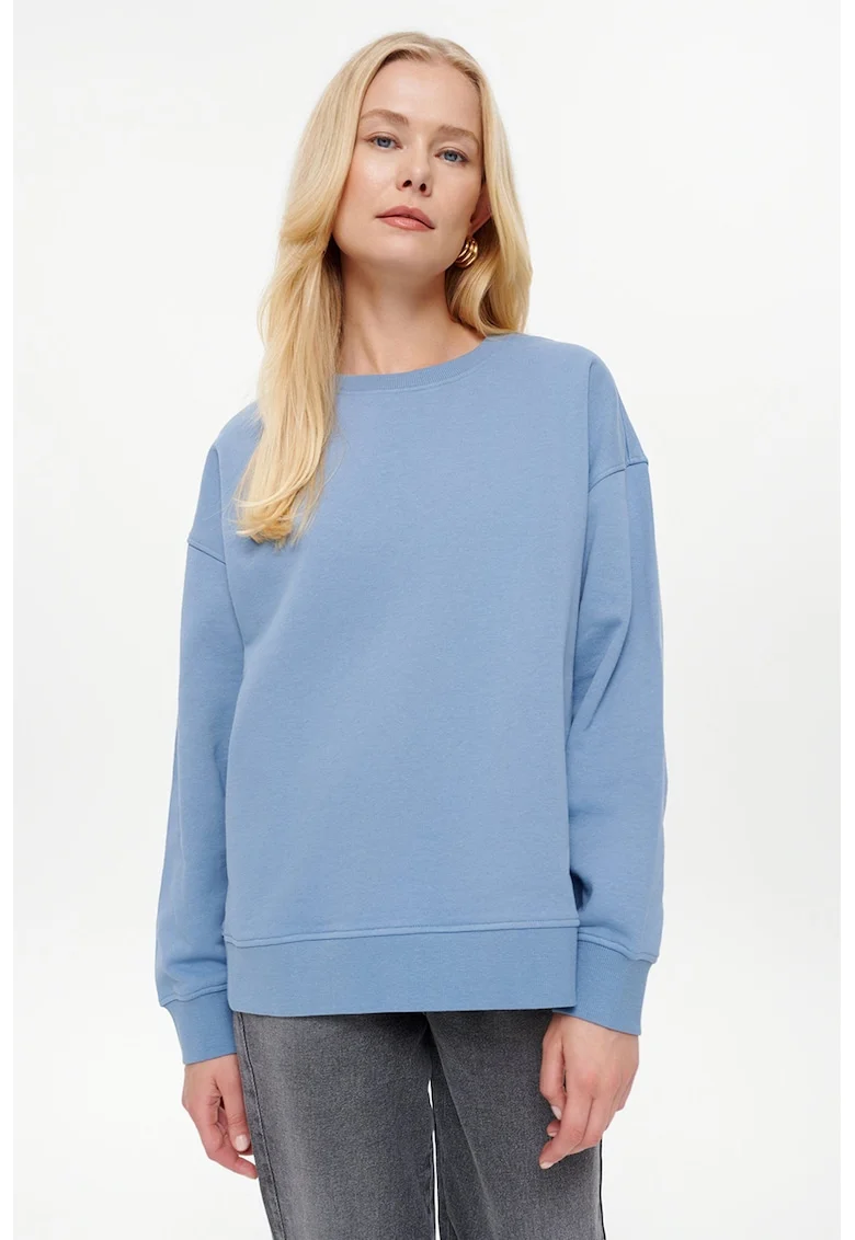 Bluza de trening lejera cu decolteu rotund, Albastru pastel