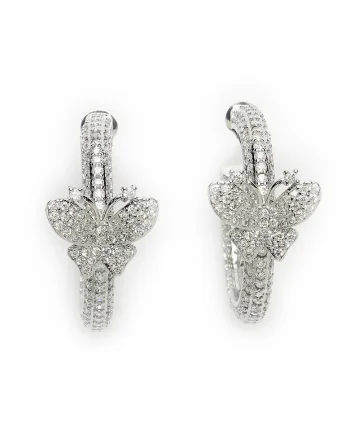 Cercei cu zirconia, Argintiu/Transparent