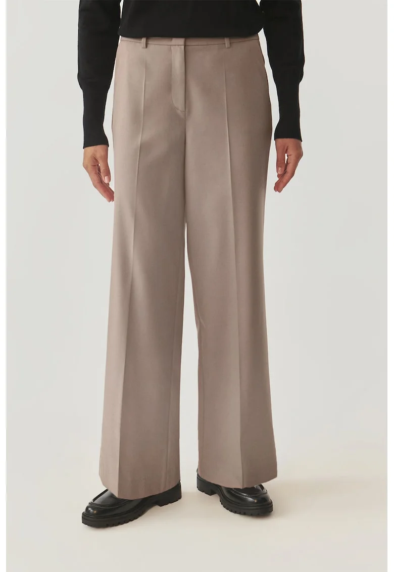 Pantaloni eleganti cu croiala ampla, Maro taupe deschis