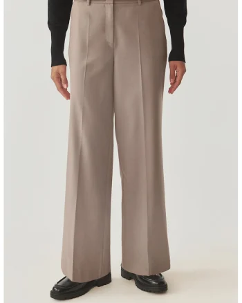 Pantaloni eleganti cu croiala ampla, Maro taupe deschis