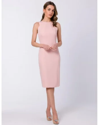 Rochie dreapta fara maneci,, Roz