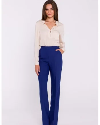Pantaloni drepti cu talie inalta,