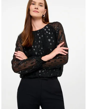Bluza cu maneci de plasa, Negru