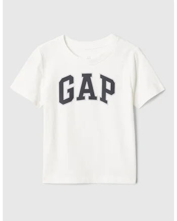 Tricou de bumbac cu logo, Alb/Negru stins