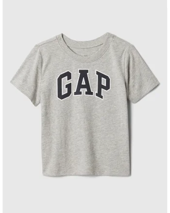 Tricou de bumbac cu logo, Gri melange
