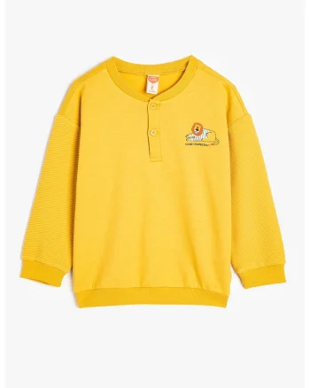 Bluza cu fenta cu nasturi, Galben