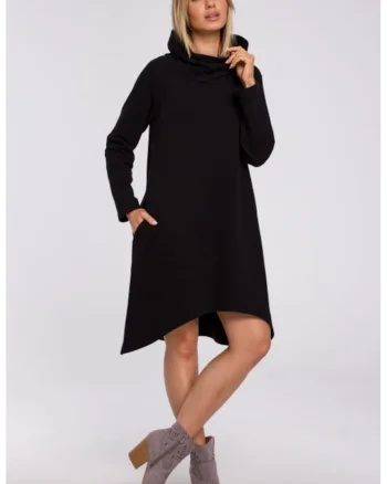 Rochie asimetrica cu guler inalt,