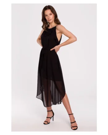 Rochie Dama, Poliester/Bumbac, Negru