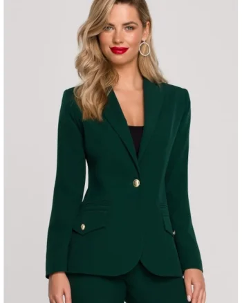 Sacou elegant cu nasturi decorativi,  Verde