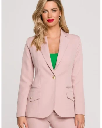 Sacou elegant cu nasturi decorativi,  Roz pudrat