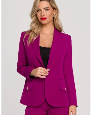 Sacou elegant cu nasturi decorativi,  Roz fandango