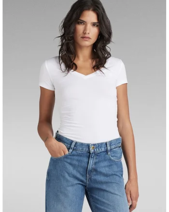 Tricou slim fit din amestec de bumbac organic, Alb
