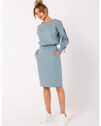 Fusta sport mulata, midi,, Dusty Blue