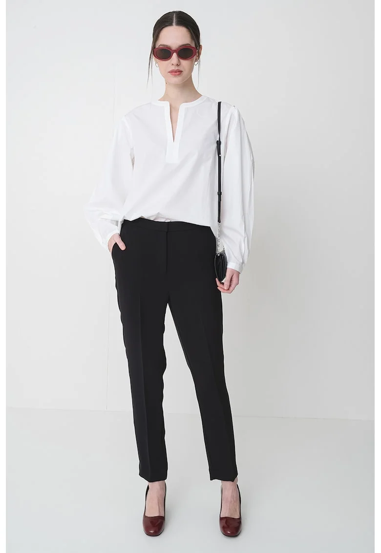 Bluza de bumbac organic cu decolteu in V, Alb