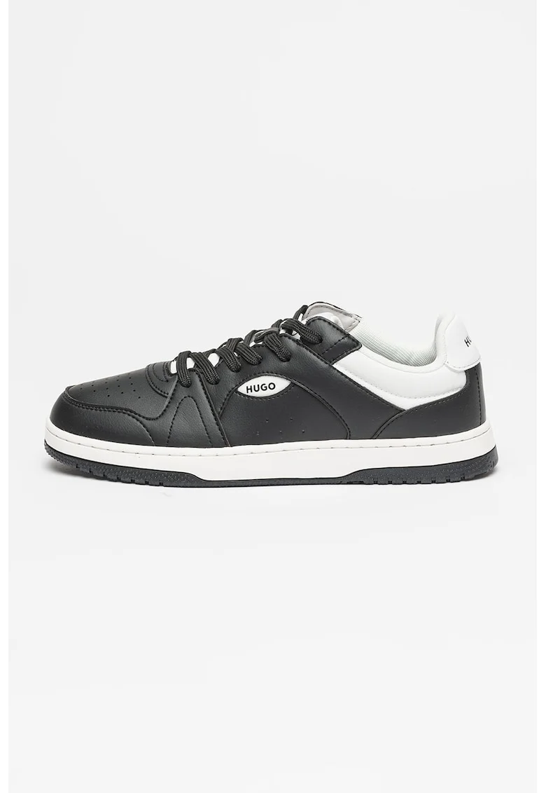 Pantofi sport din piele ecologica cu logo Hadrian, Alb/Negru