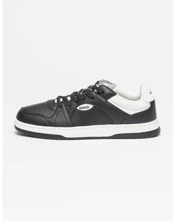 Pantofi sport din piele ecologica cu logo Hadrian, Alb/Negru