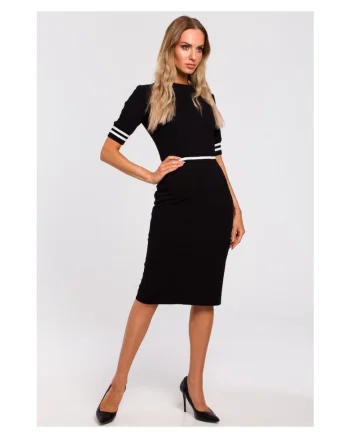 Rochie de dama  Cu maneca, Bumbac, Elastan, Alb, Negru, Verde militar, Alb/Negru/Caramel