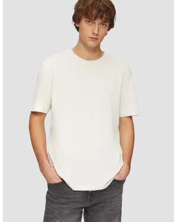 Tricou uni din bumbac, Alb fildes