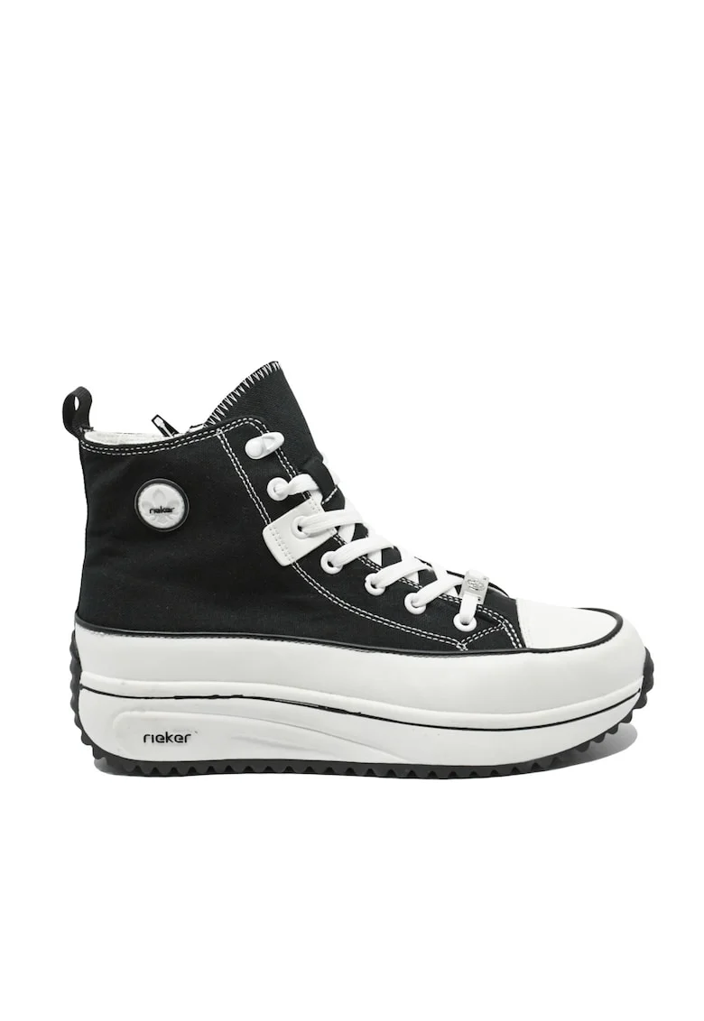 Tenisi high-top  negri din material textil RIK90010-00, Negru