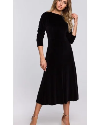 Rochie, Bumbac/Poliester, Verde, Negru