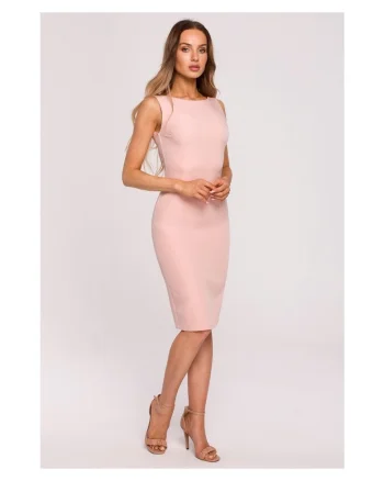 Rochie cu decolteu in spate, Negru, Roz