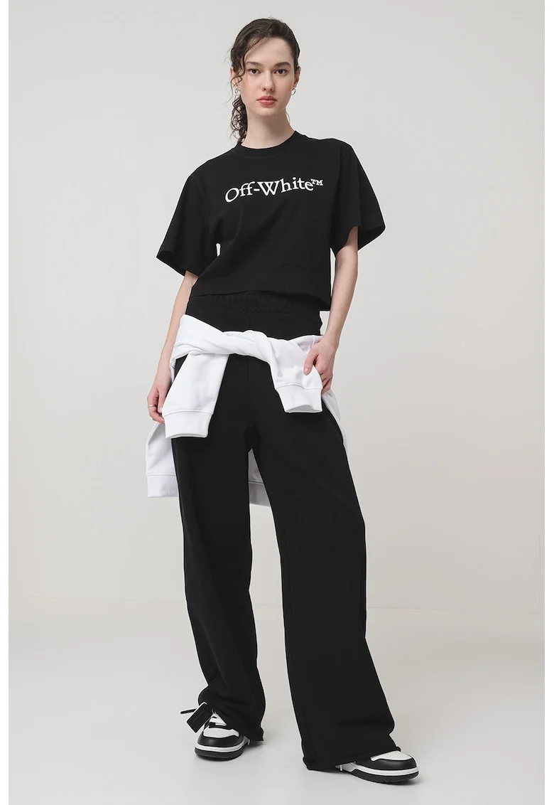 Tricou din bumbac cu imprimeu logo, Negru