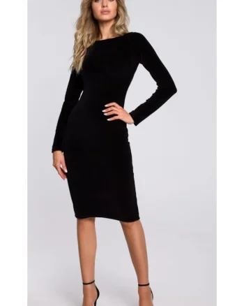 Rochie creion din velur, Negru