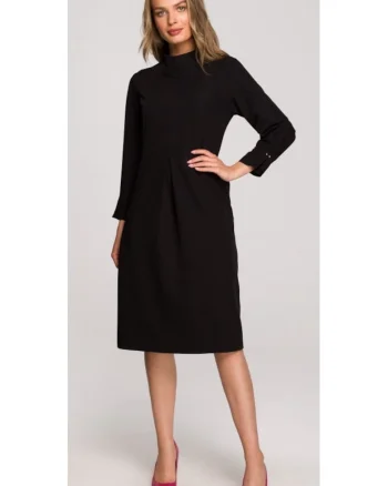 Rochie cu pliseuri decorative, Negru