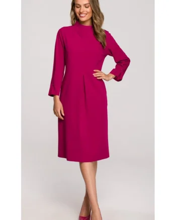 Rochie cu pliseuri decorative, Pruna