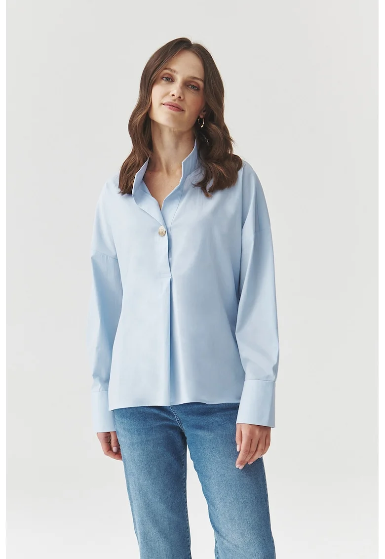 Bluza din amestec de bumbac Lotari, Albastru deschis