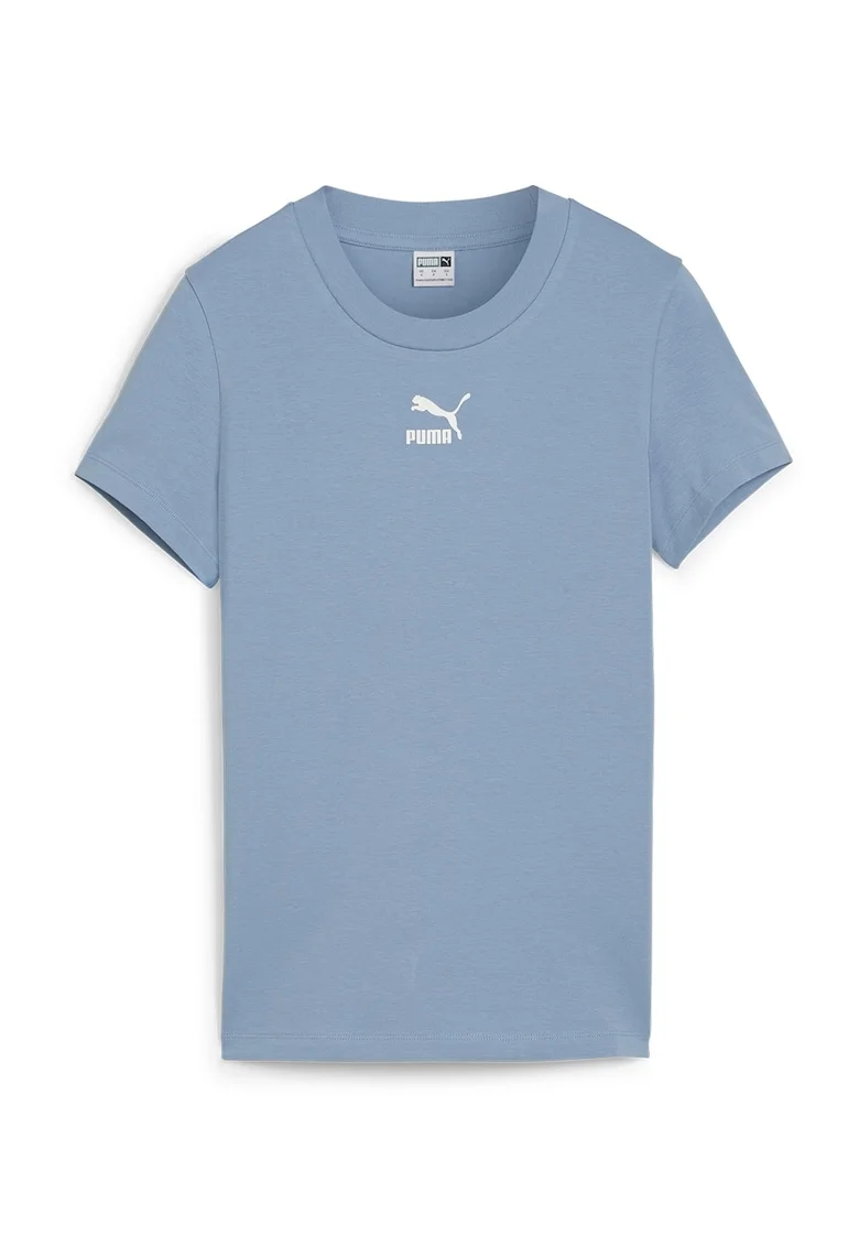 Tricou slim fit cu decolteu la baza gatului Classics, Albastru prafuit