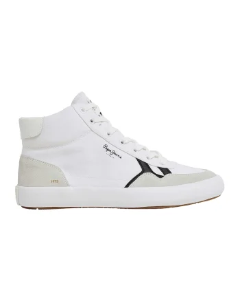 Pantofi sport mid-cut cu insertii de piele intoarsa, Alb murdar