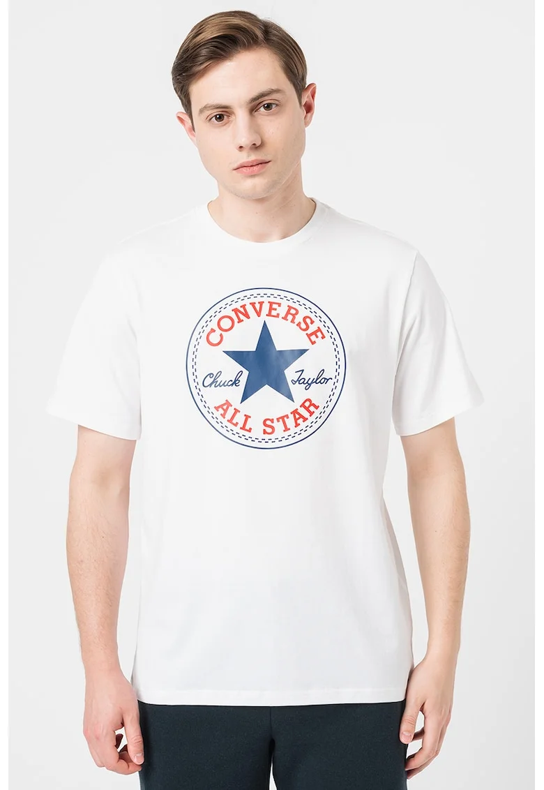 Tricou unisex de bumbac cu logo Go-To All Star, Rosu/Alb/Bleumarin