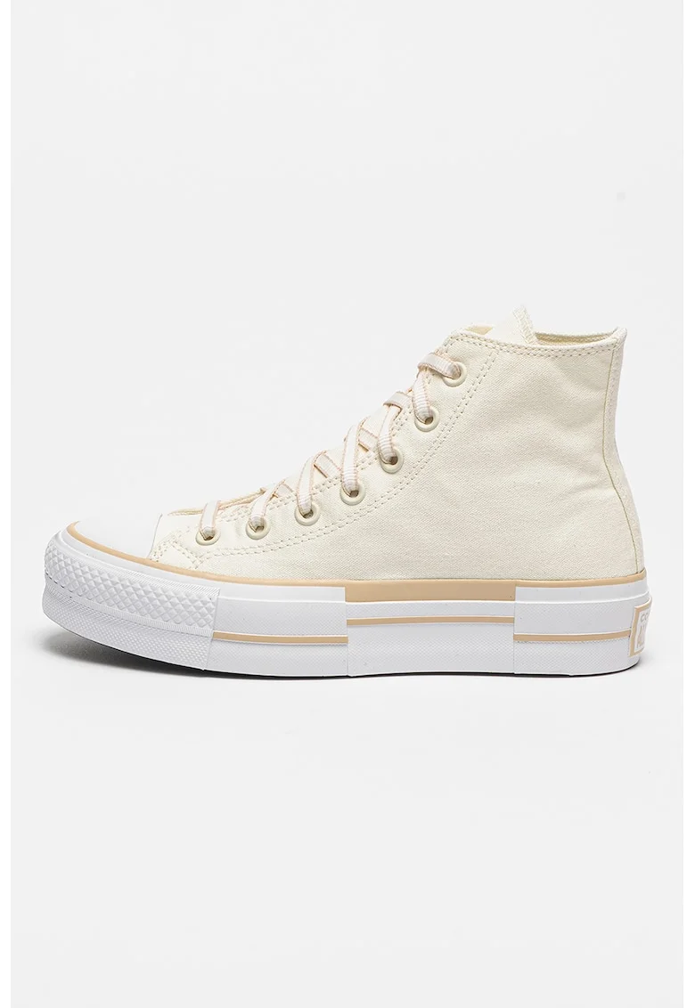Tenisi inalti cu platforma Chuck Taylor All Star Lift, Alb fildes