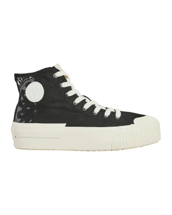 Tenisi mid-high cu logo, Negru