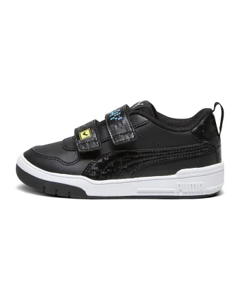 Pantofi sport de piele ecologica cu velcro Multiflex, Negru/Albastru