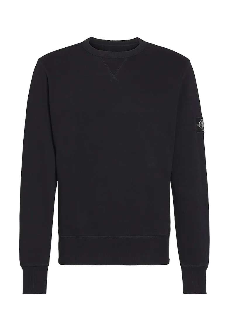 Bluza sport de bumbac organic cu decolteu la baza gatului, Alb/Negru