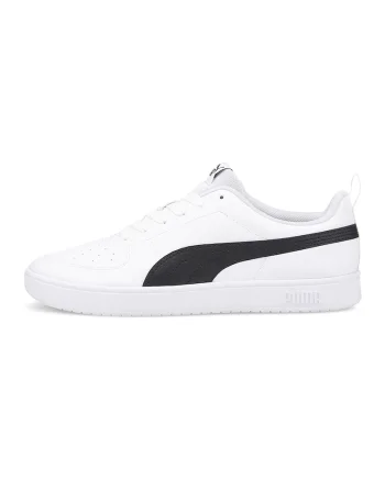 Pantofi sport unisex low-top de piele ecologica Rickie, Alb/Negru
