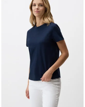 Tricou cu decolteu la baza gatului, Bleumarin